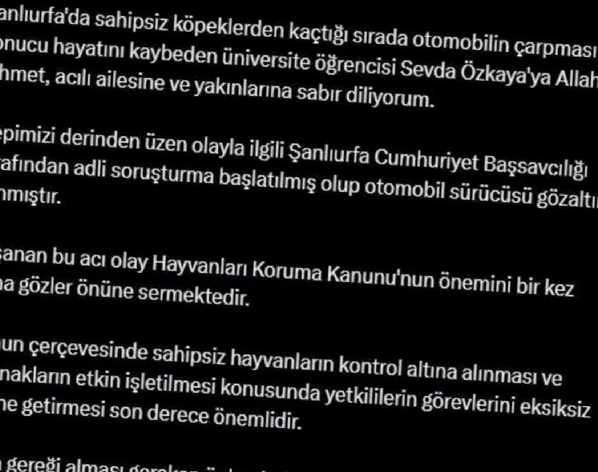 Bakan Tunç’tan Sevda Özkaya’ya Başsağlığı