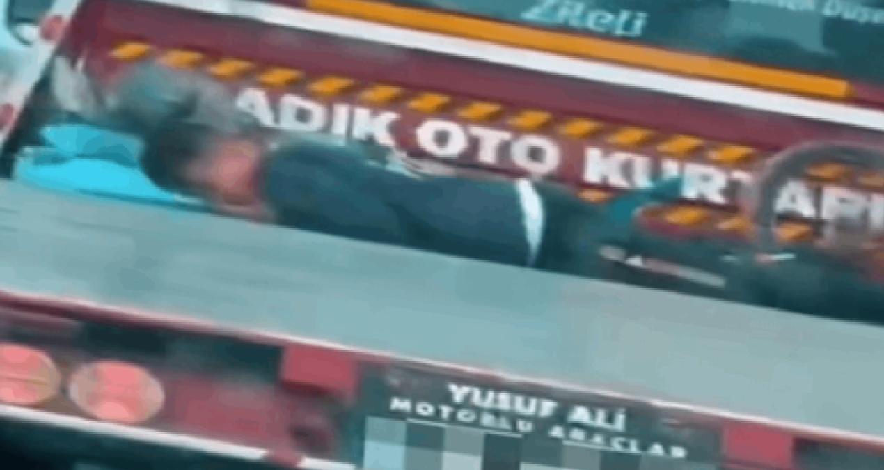 Çekicinin kasasında çocuk taşıyan sürücüye ceza