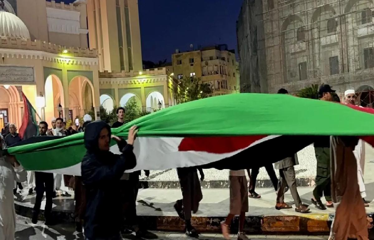 Libya’nın başkenti Trablus’ta Gazze’ye destek gösterisi düzenlendi