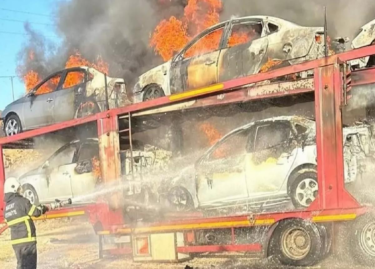 Reyhanlı’da Tır Yangını: 6 Otomobil Yandı