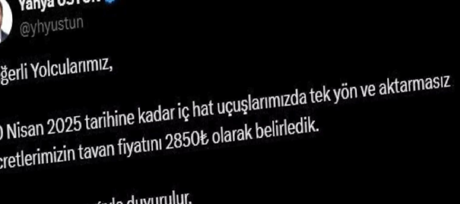 THY’den Tavan Fiyat Açıklaması
