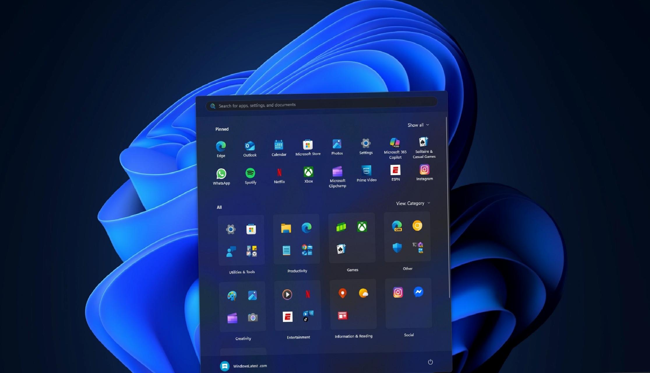Windows 11’in Başlat menüsü baştan aşağı yenileniyor