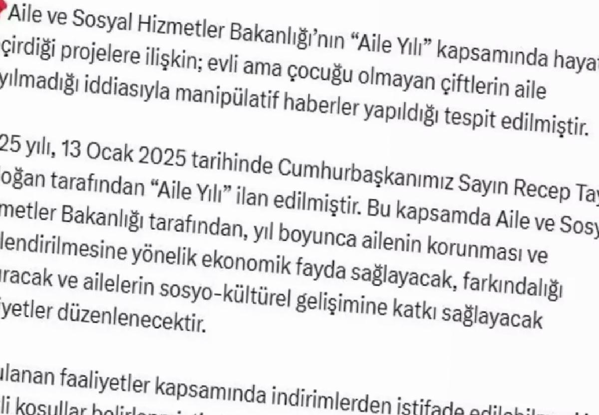 Aile Yılı kapsamında evli ve çocuksuz çiftlerin ‘aile’ olarak değerlendirilmediği iddiaları yalanlandı