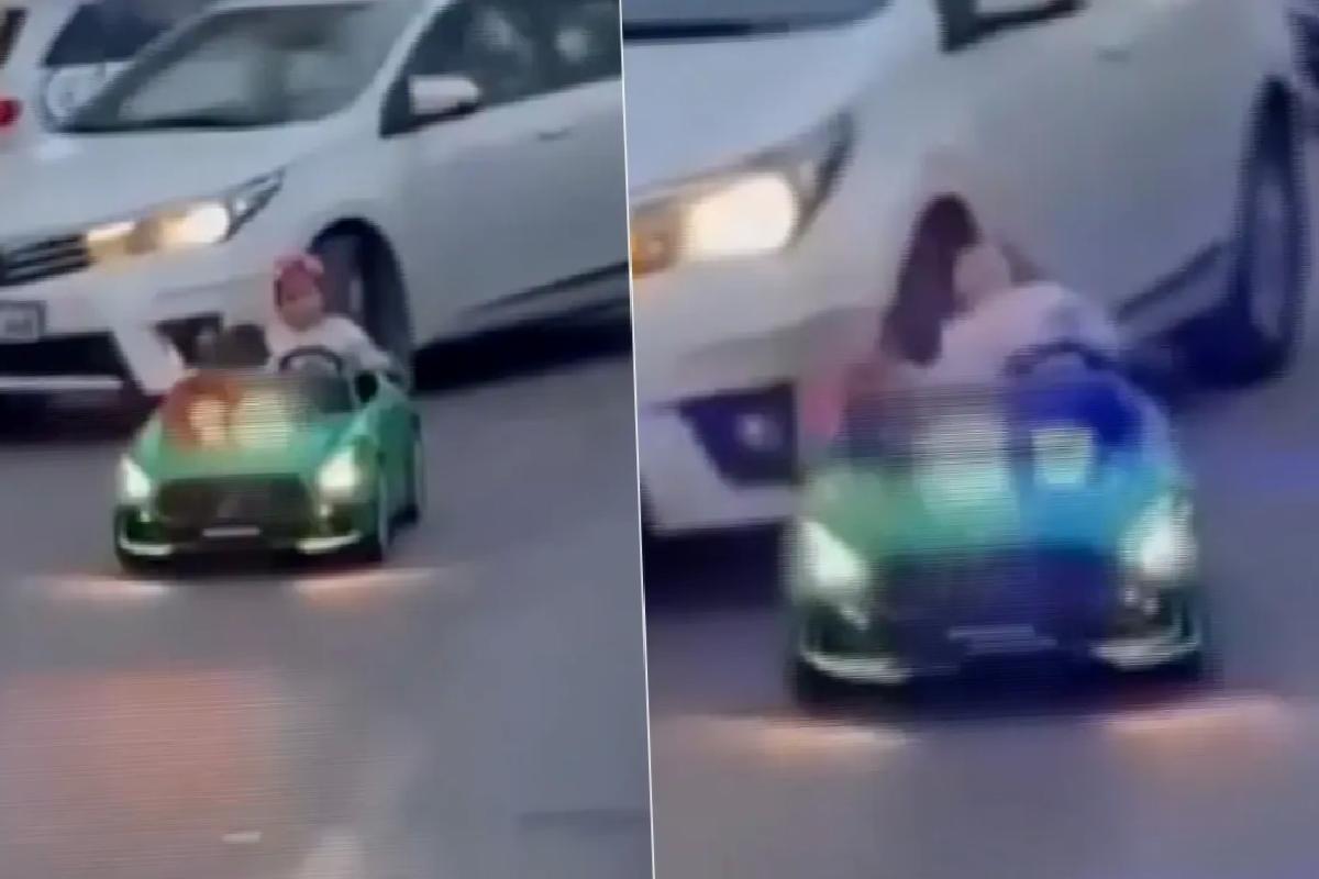 Akülü araçlı çocuğa otomobil çarptı