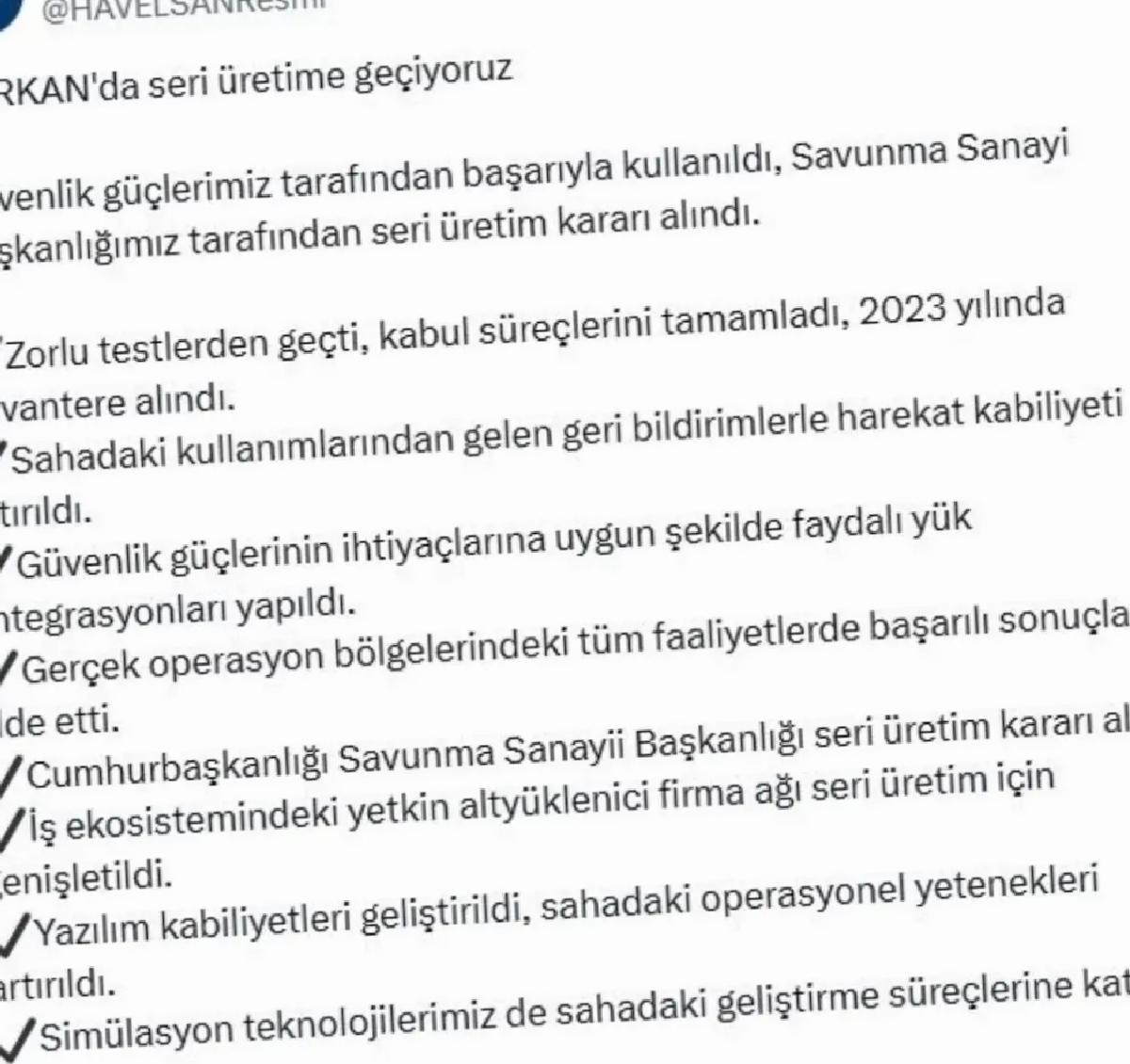 BARKAN için Seri Üretim Kararı