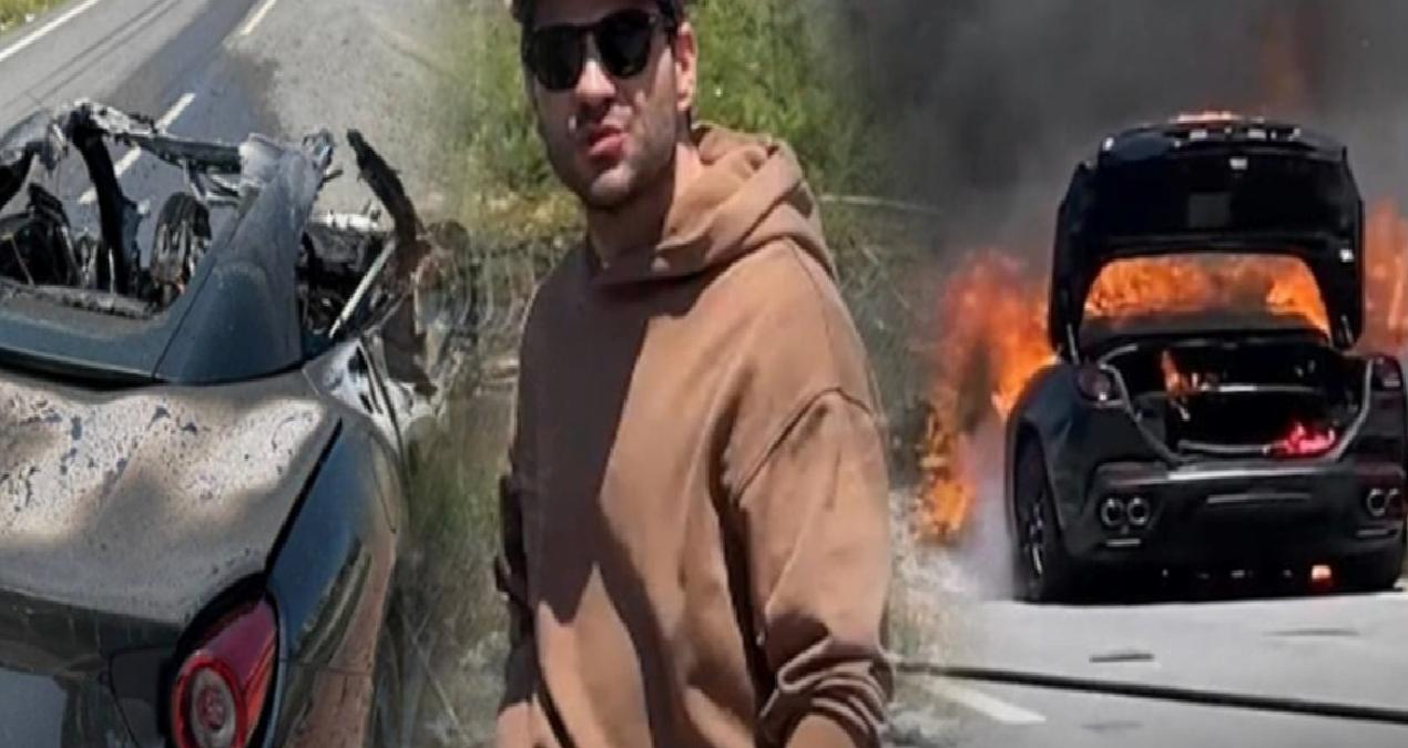Beşiktaş Başkanı’nın oğlu ölümden döndü: 20 milyonluk Ferrari kül oldu