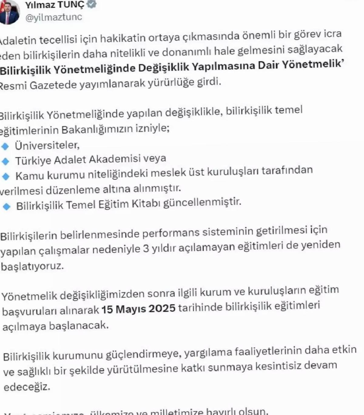 Bilirkişilik Yönetmeliği Değişti
