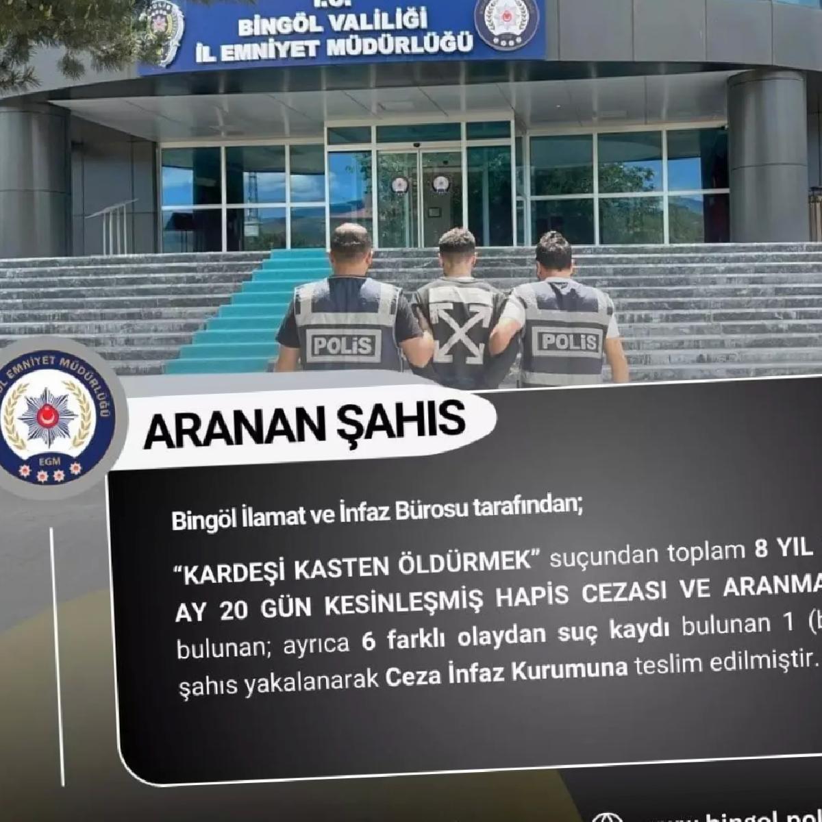 Bingöl’de 8 Yıl Ceza Alan Zanlı Yakalandı