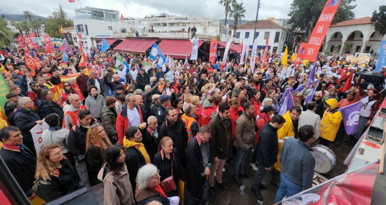 Bodrum’da yağmur altında 1 mayıs coşkusu