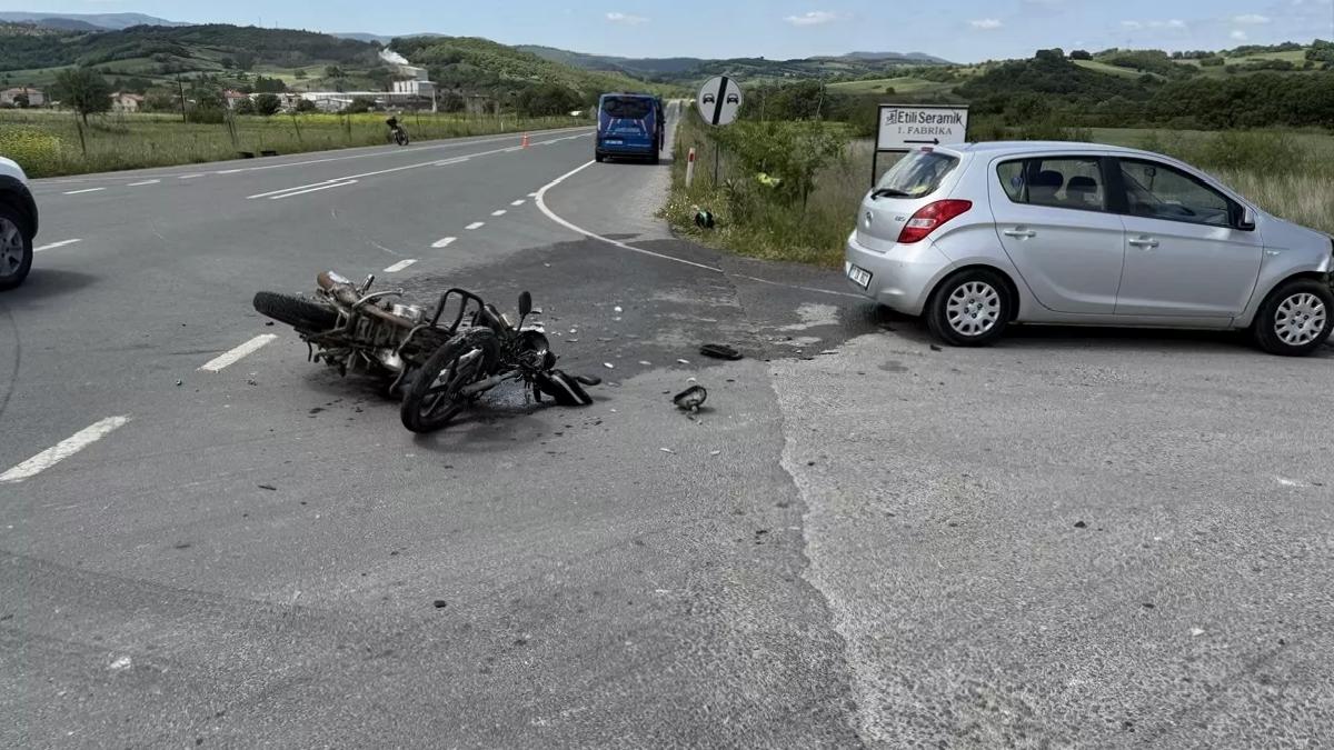 Çan’da Motosiklet ve Otomobil Çarpıştı