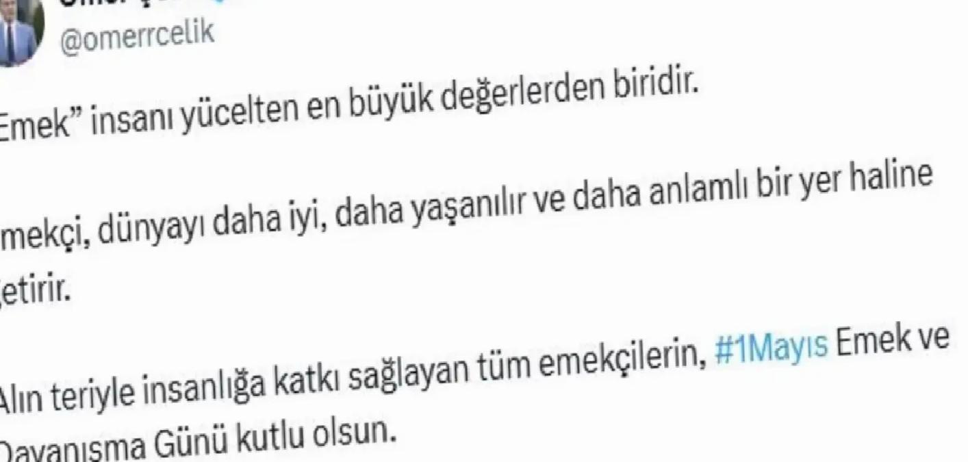 Çelik’ten 1 Mayıs Kutlaması