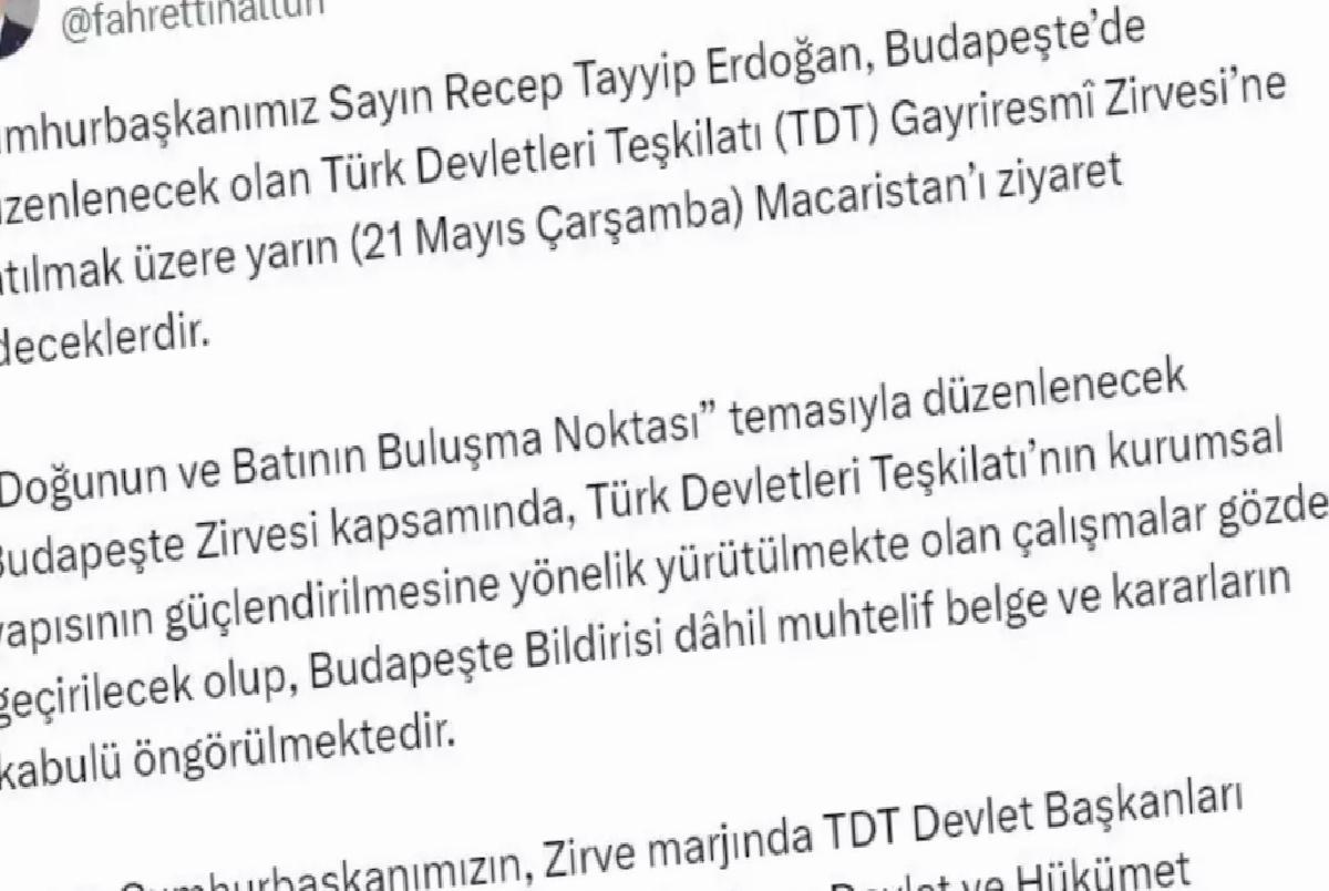 Cumhurbaşkanı Erdoğan, Budapeşte’de düzenlenecek Türk Devletleri Teşkilatı Zirvesi’ne katılacak