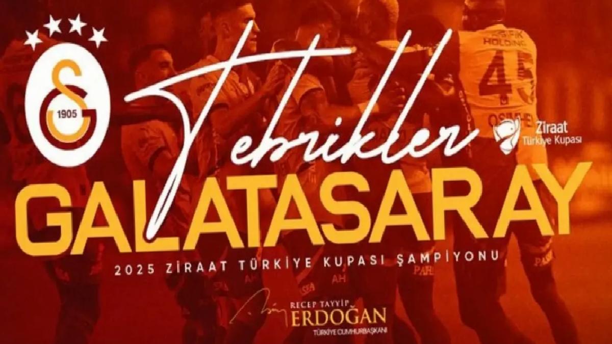 Cumhurbaşkanı Erdoğan, Ziraat Türkiye Kupası Şampiyonu Galatasaray’ı tebrik etti
