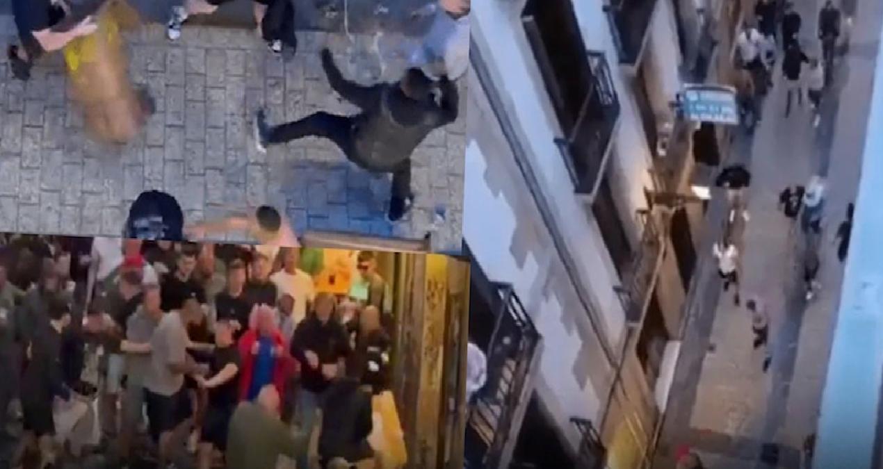 Dev final öncesi İngiliz taraftarlar birbirlerine girdi