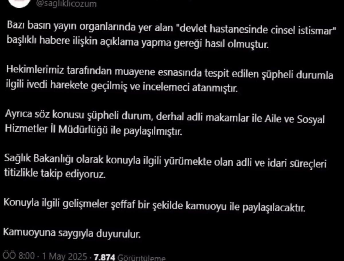 Devlet Hastanesinde Cinsel İstismar İddiası