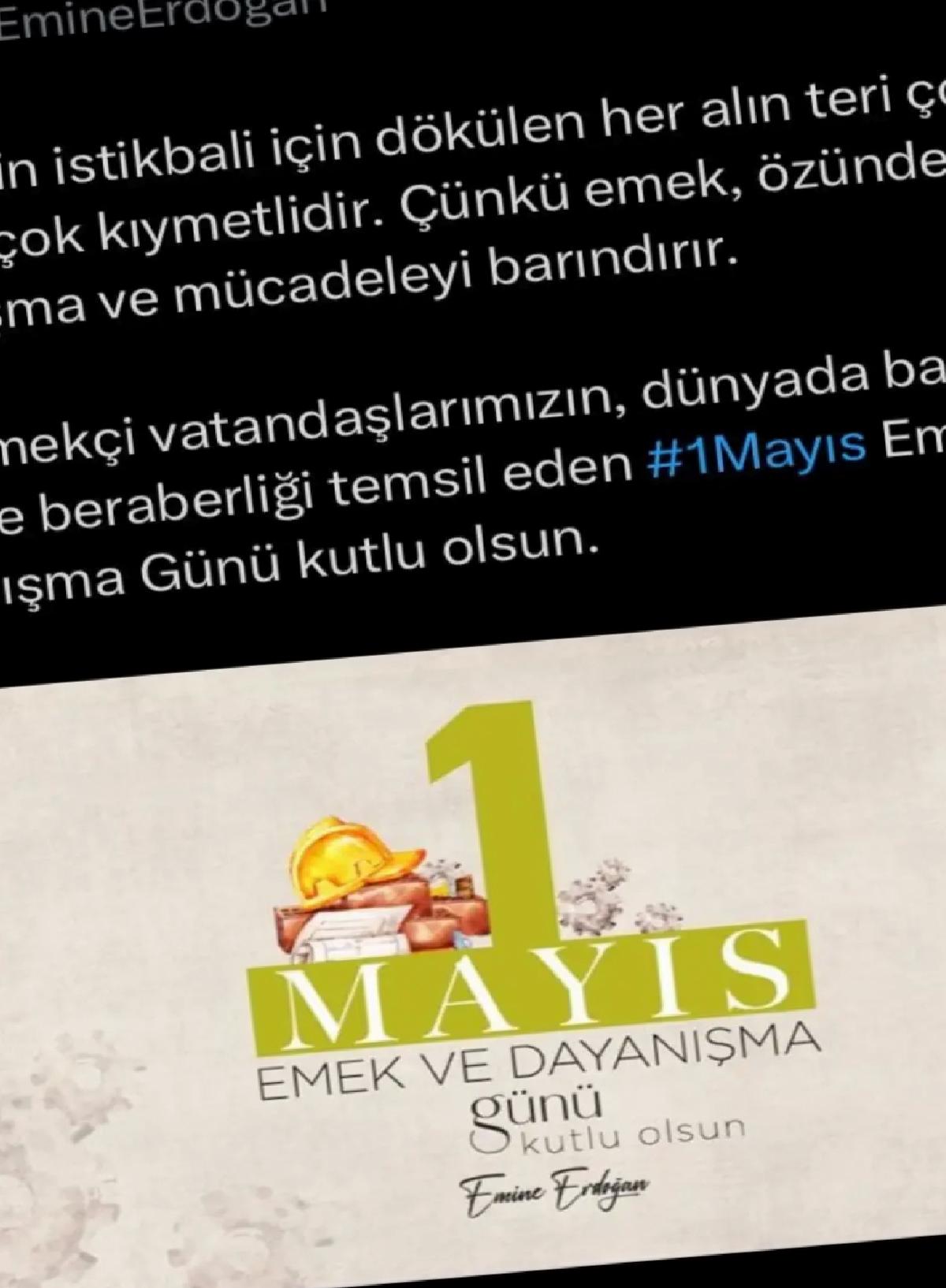 Emine Erdoğan’dan 1 Mayıs Mesajı