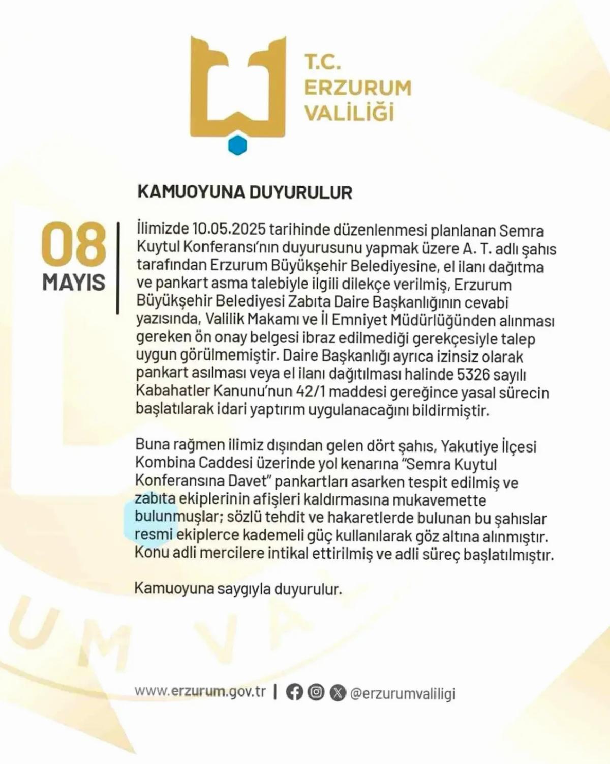 Erzurum’da İzinsiz Pankart Asan 4 Kişi Gözaltına Alındı