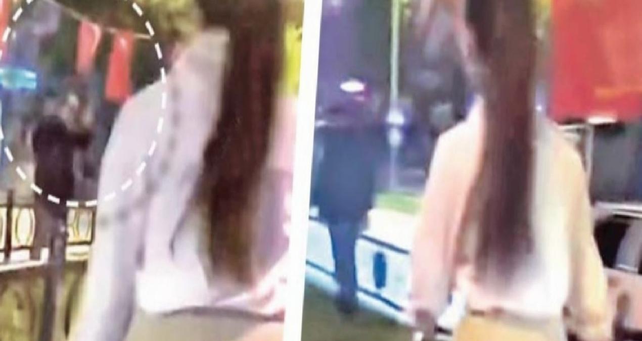 Genç kadın bayrak yakmaya yeltenen haine haddini bildirip kovaladı