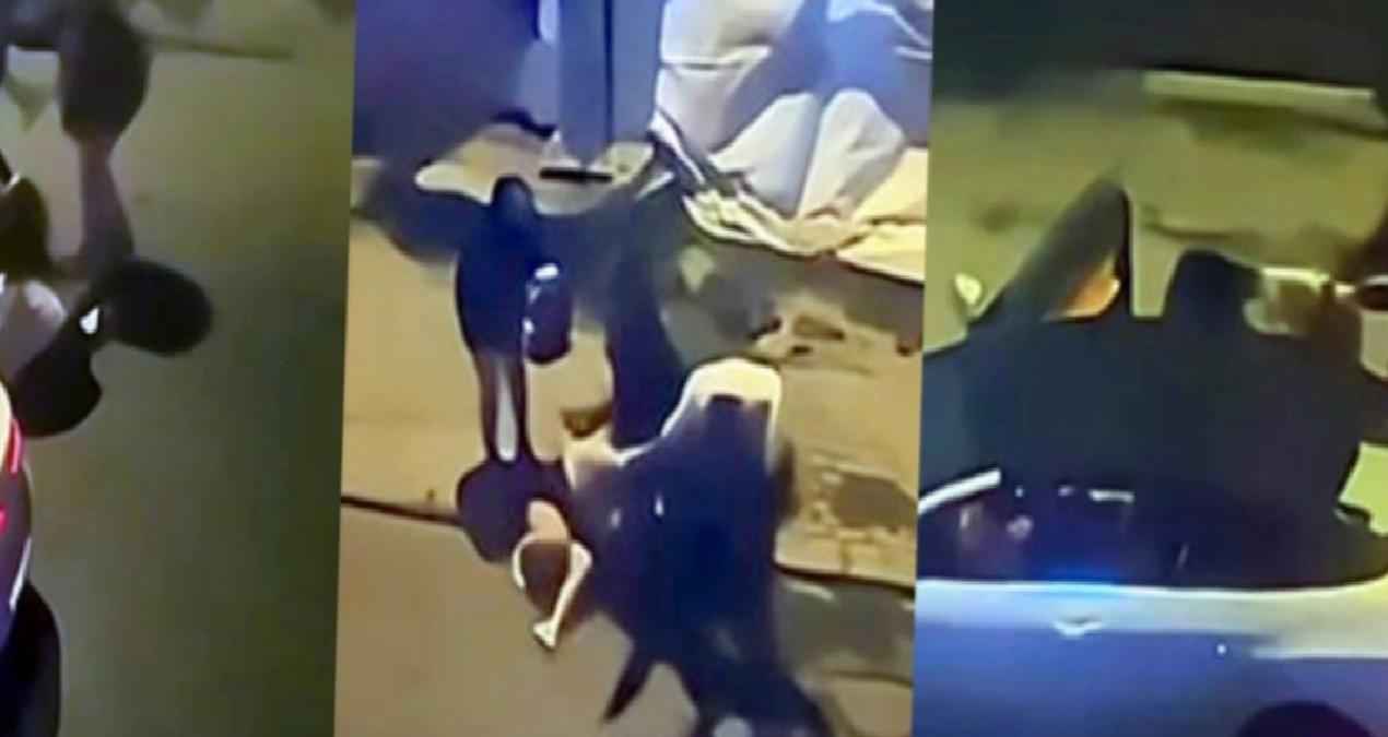 İki erkek aracından inen kadını öldüresiye darp etti