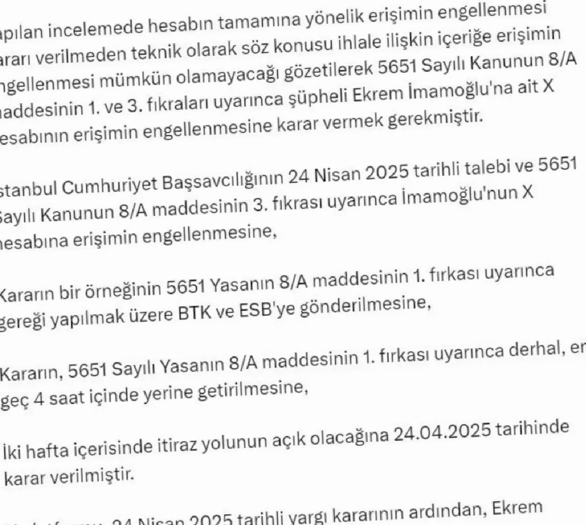 İmamoğlu’nun X Hesabına Erişim Engellendi