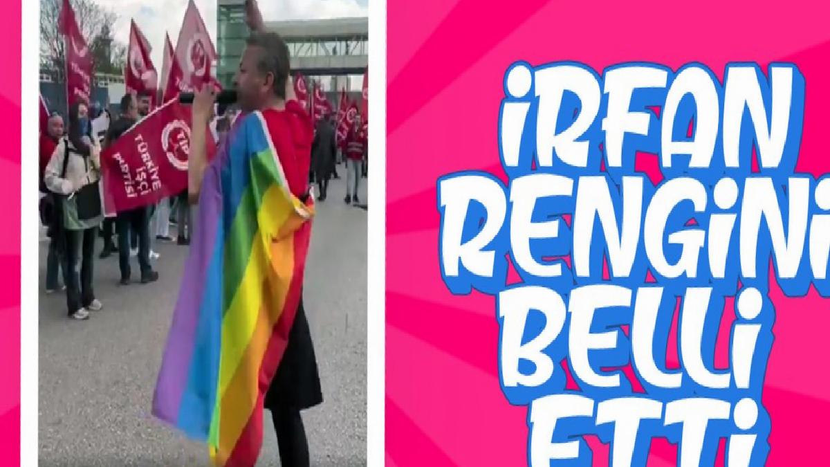 İrfan Değirmenci, 1 Mayıs kutlamalarına LGBT bayrağıyla katıldı