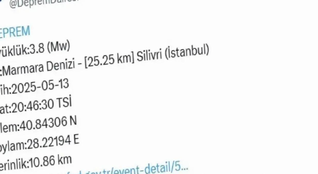 İstanbul’da 3.2 Büyüklüğünde Deprem