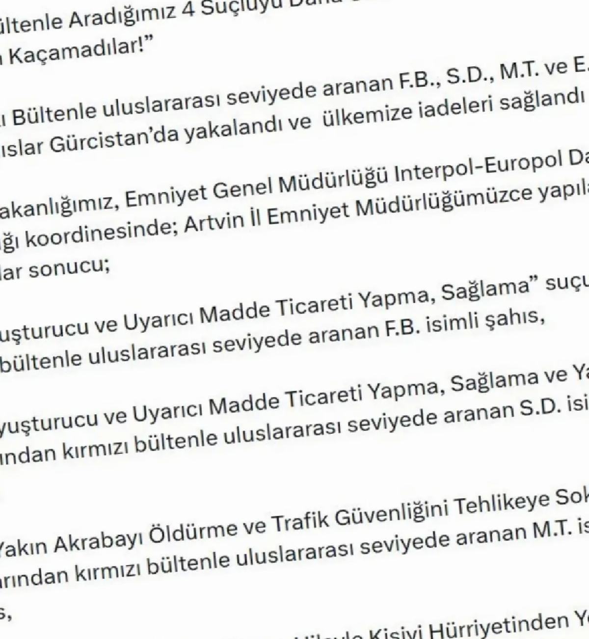 Kırmızı Bültenle Aranan 4 Suçlu Yakalandı