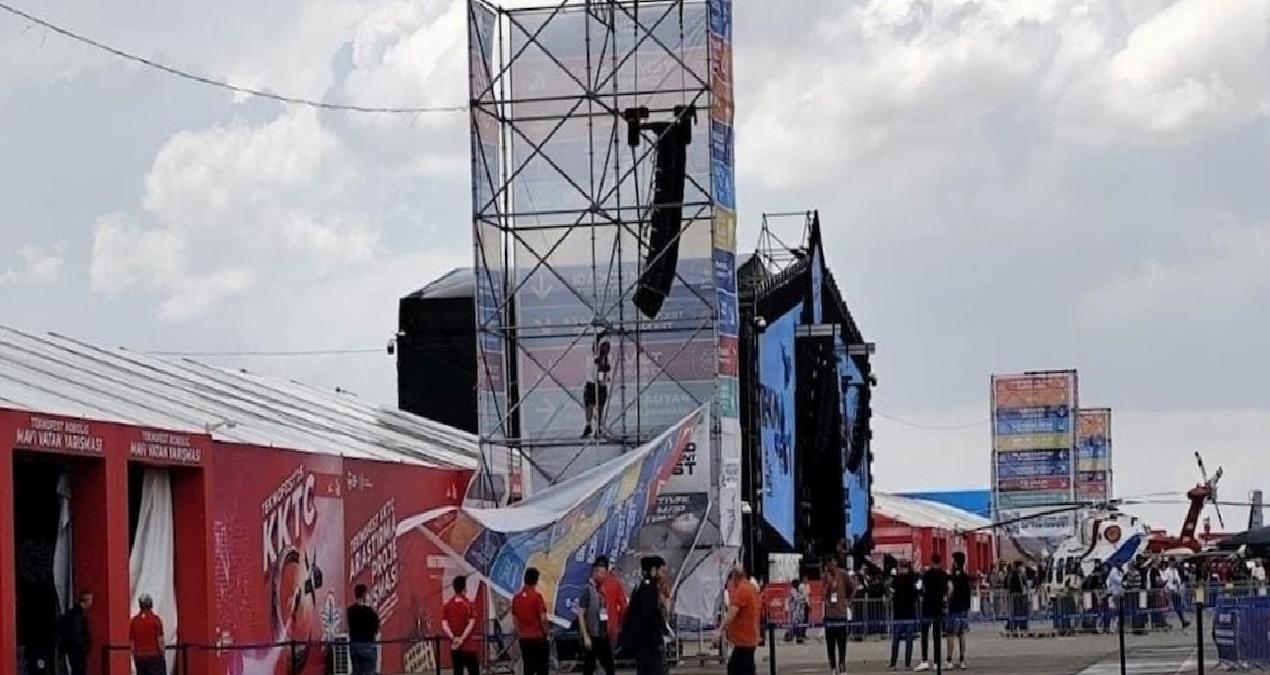 KKTC’de düzenlenen TEKNOFEST’te reklam panosu devrildi: Yaralılar var