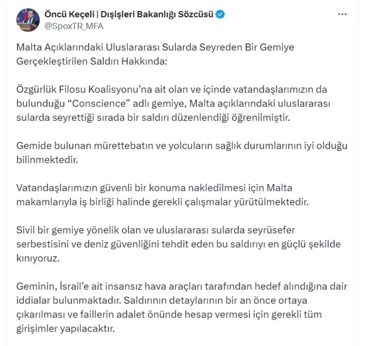 Malta Açıklarında Gemi Saldırısı