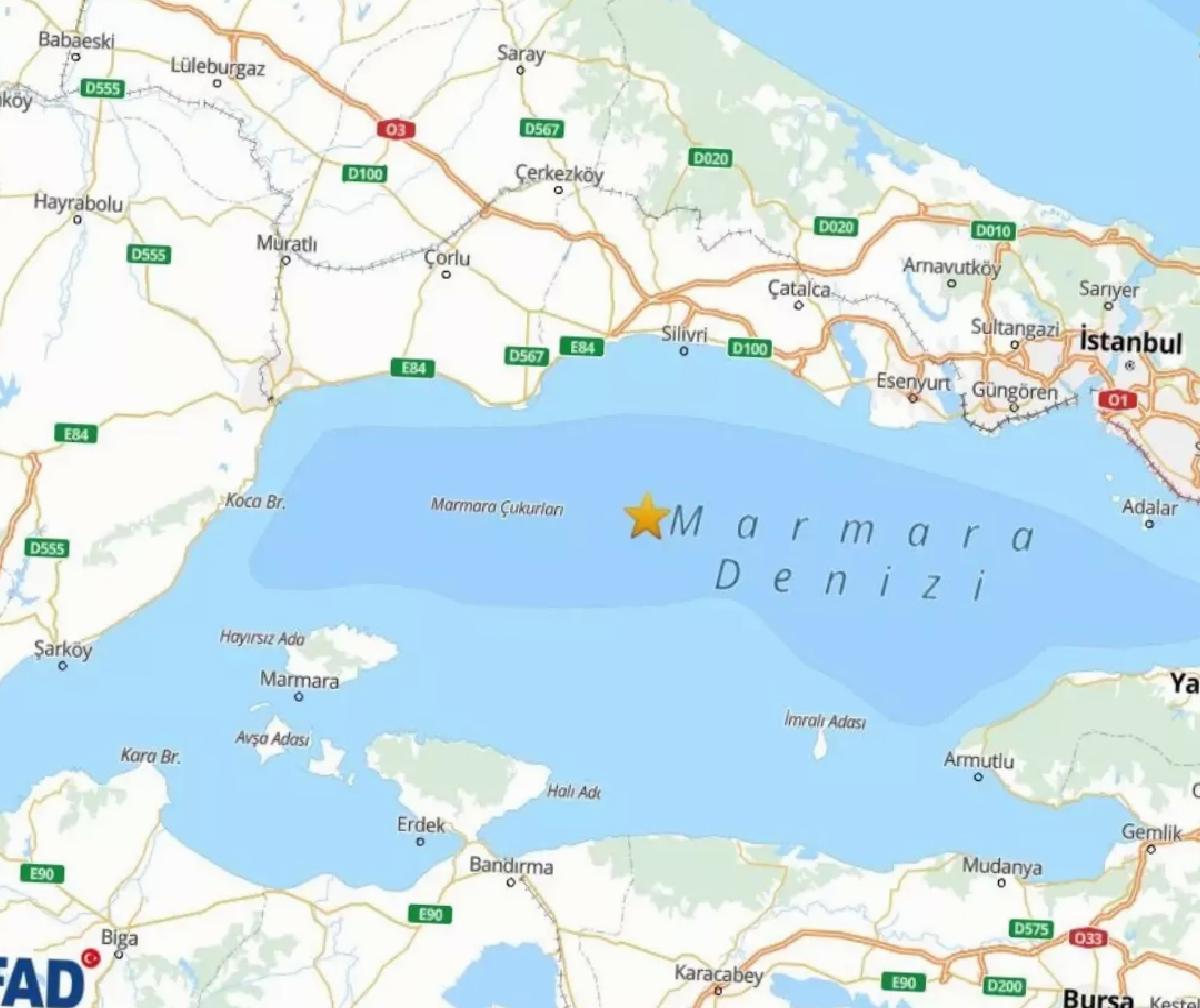 Marmara Denizi’nde 3.7 Büyüklüğünde Deprem