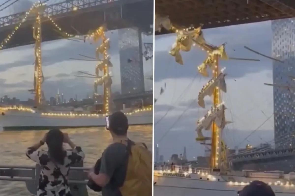Meksika donanmasına ait gemi Brooklyn Köprüsüne çarptı