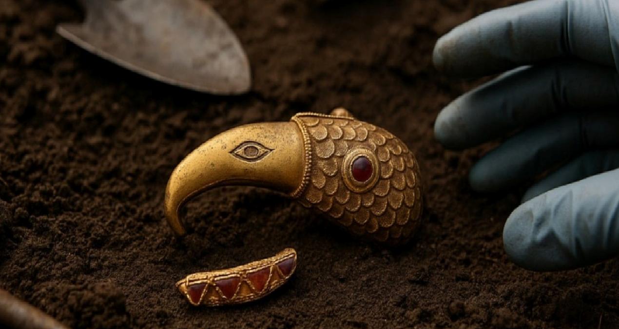 Metal dedektörü ile buldular, tarihe ışık tutacak: Bin 400 yıllık yüzük ve kuzgun