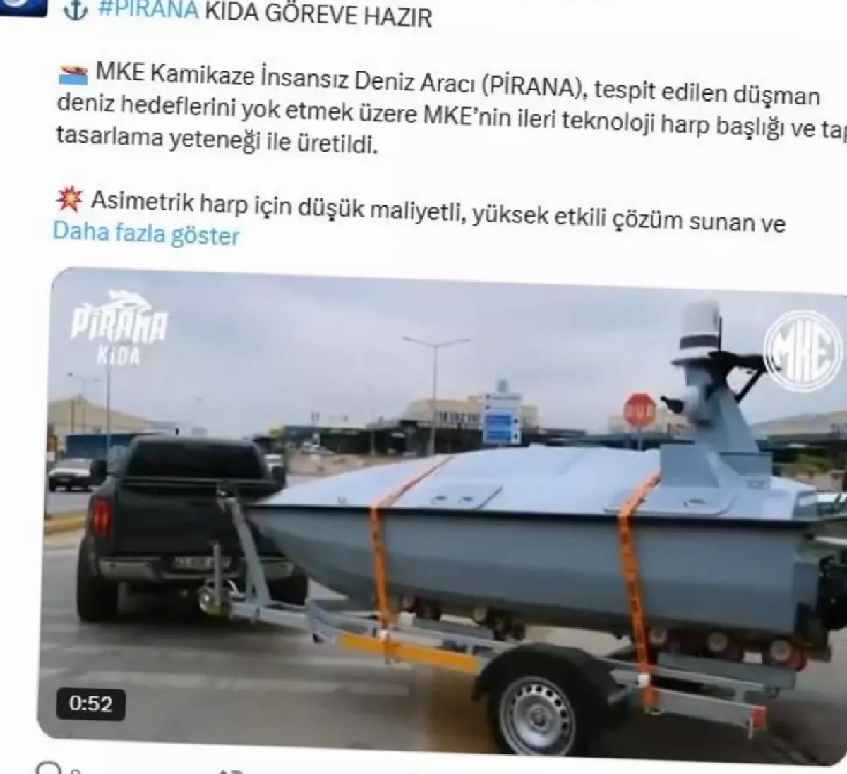 MKE’den Kamikaze Deniz Aracı: PİRANA KİDA