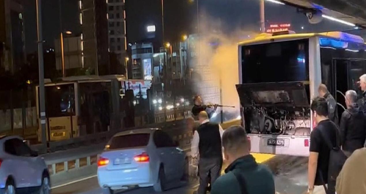 Okmeydanı’nda metrobüs alev aldı! Yolcular tahliye edildi