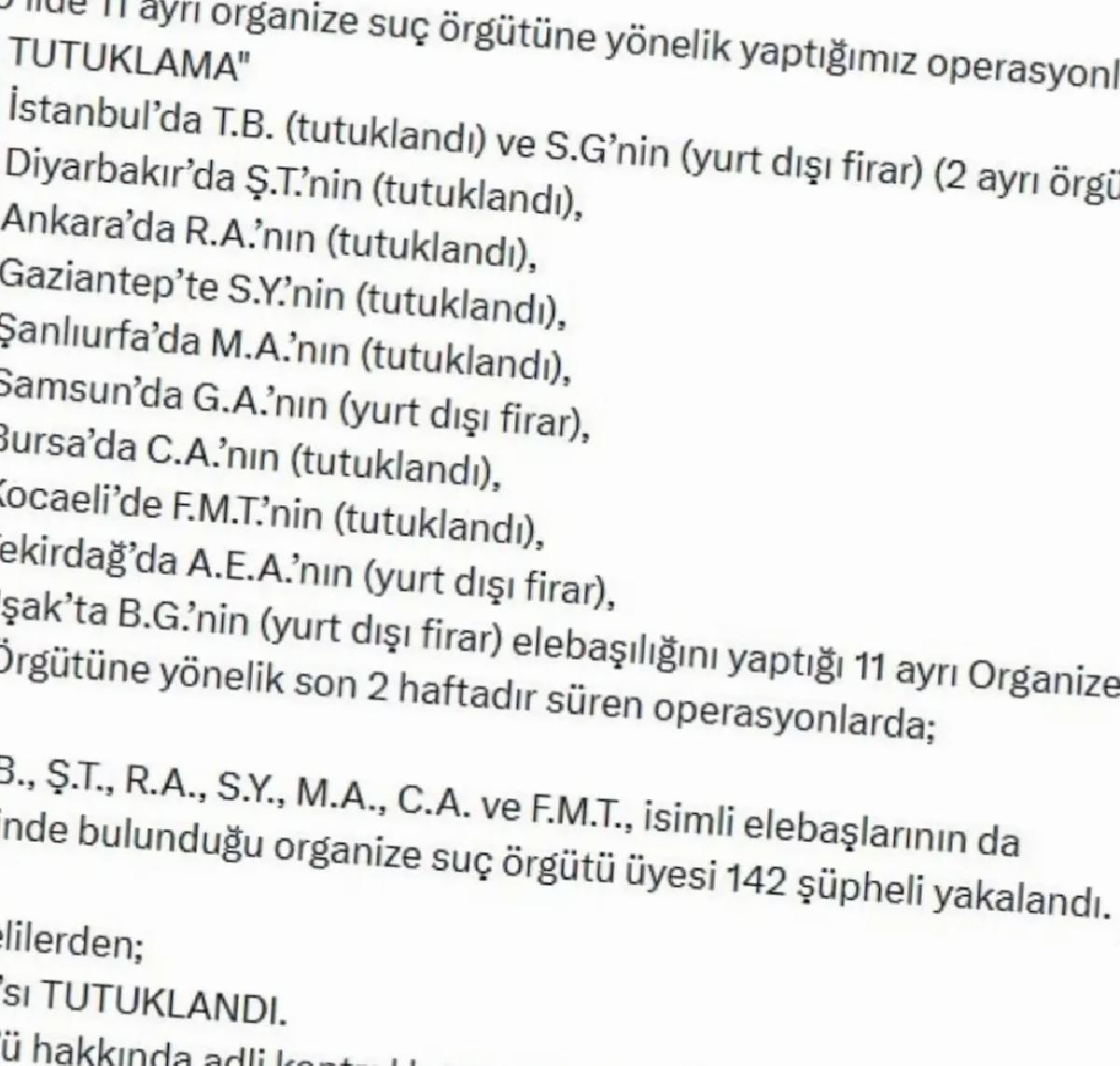 Organize Suç Operasyonunda 86 Tutuklama