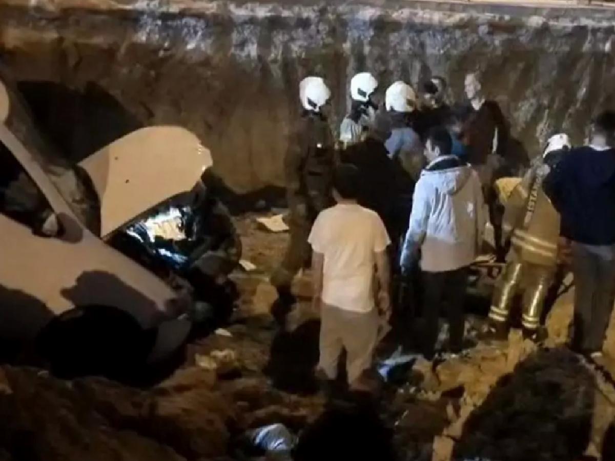 Otomobil Bekçiye Çarptı, Şantiyeye Uçtu