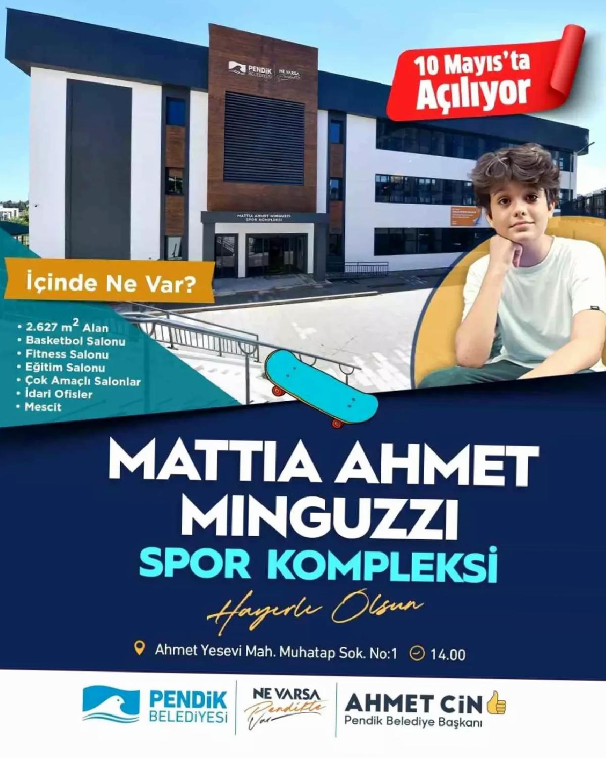 Pendik’te Mattia Ahmet Minguzzi Spor Kompleksi Açılıyor