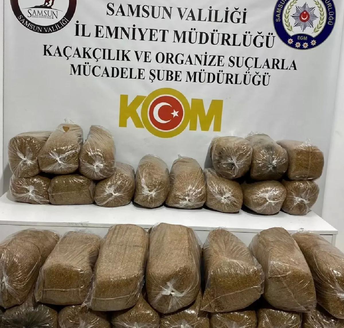 Samsun’da 145 kg Kaçak Tütün Ele Geçirildi
