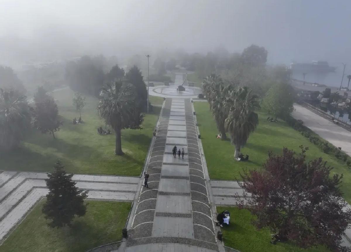 Samsun’da Etkili Sis Dronla Görüntülendi