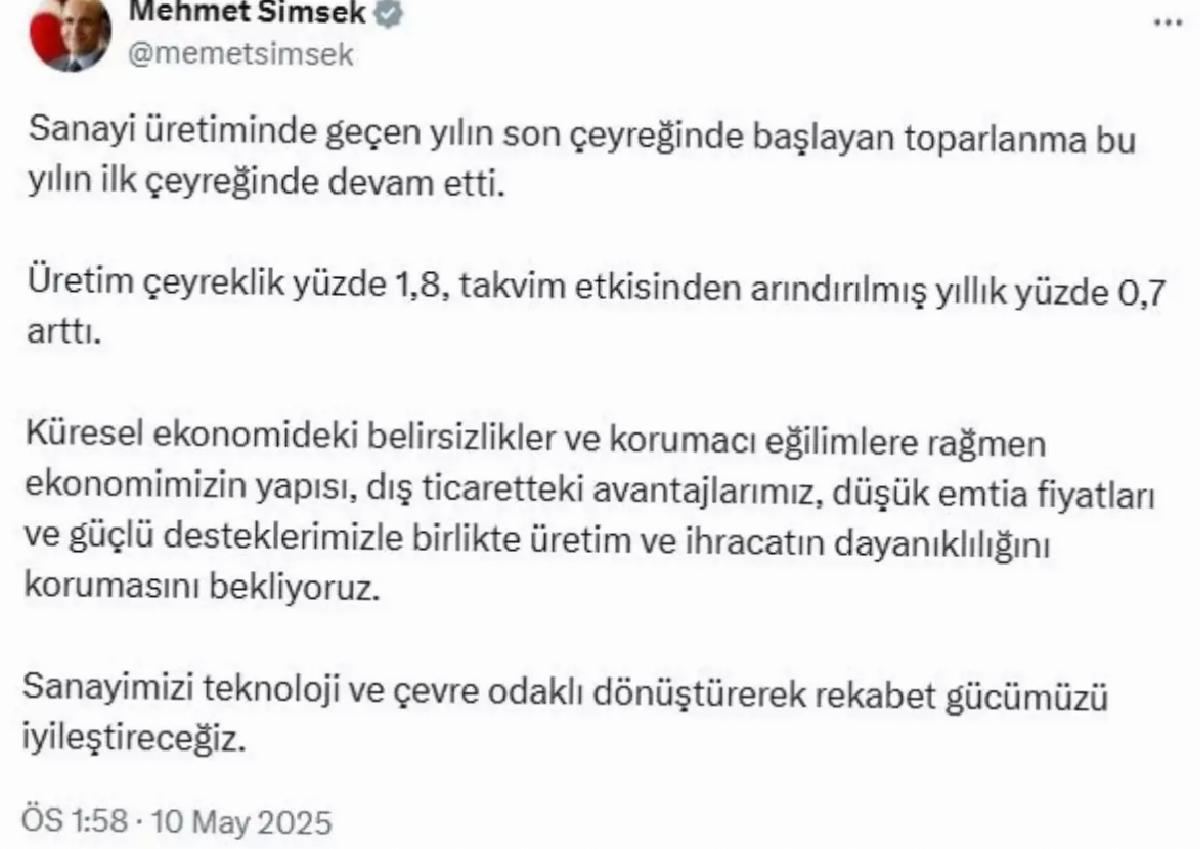 Sanayi Üretiminde Toparlanma Devam Ediyor