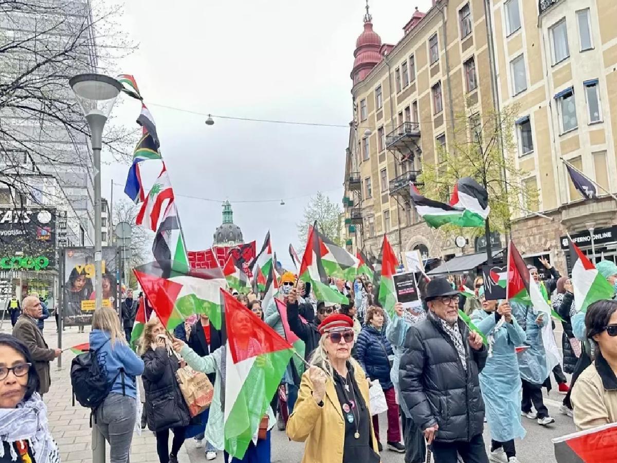 Stockholm’de Filistin’e Destek Gösterisi