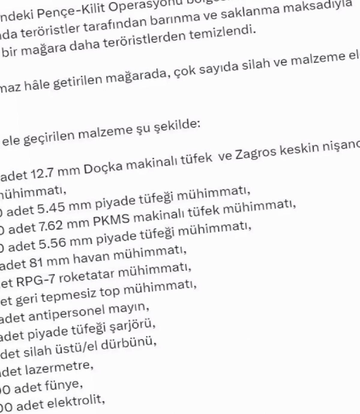 Teröristlerin Mağarasından Silah ve Mühimmat Ele Geçirildi