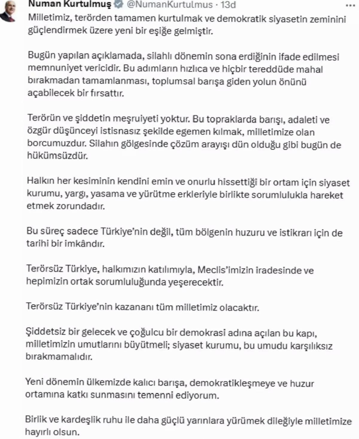 Terörsüz Türkiye İçin Umut