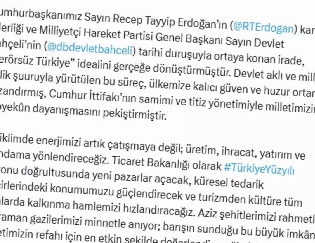Ticaret Bakanı Bolat: ‘Enerjimizi artık üretime yönlendireceğiz’