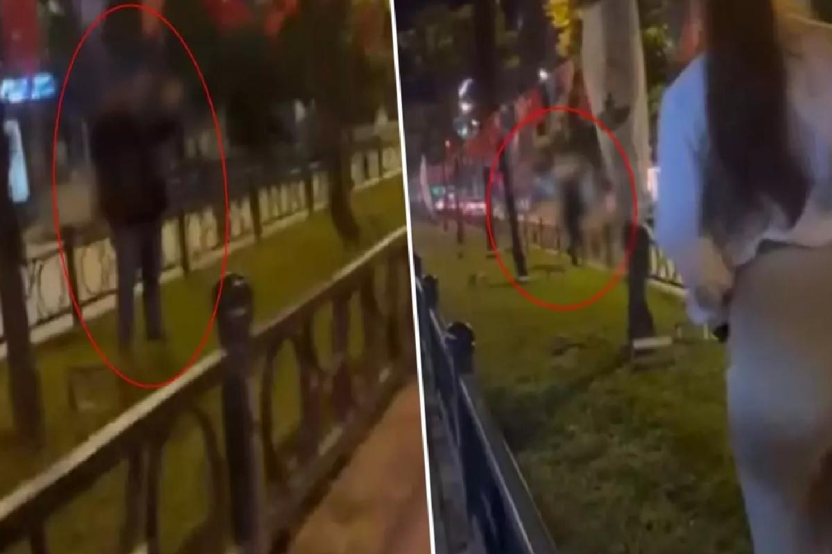 Türk bayrağını yakmaya çalışan şahıs, tepki gelince arkasına bakmadan kaçtı