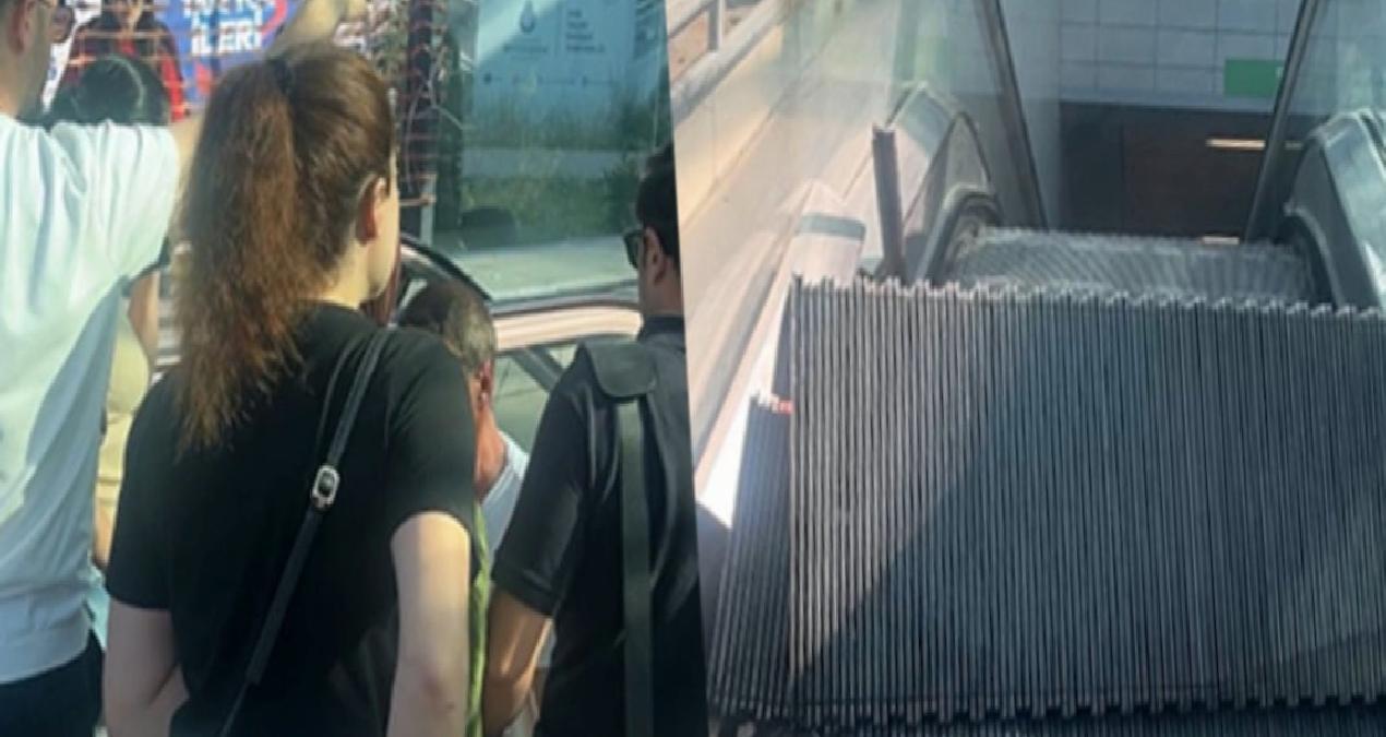 Ünalan metrosunda yürüyen merdiven kırıldı