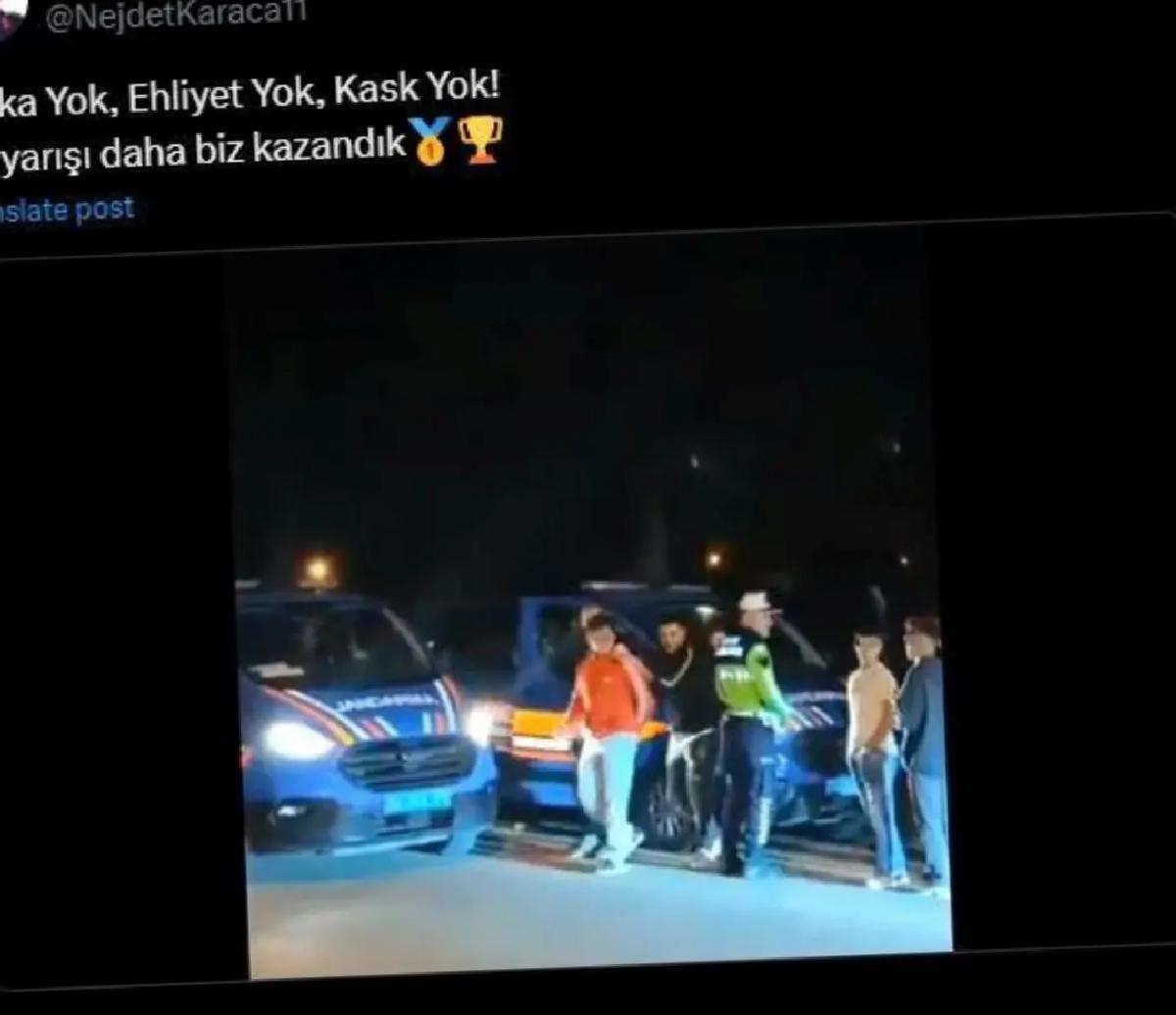 Yasa Dışı Motosiklet Yarışına Jandarma Engeli