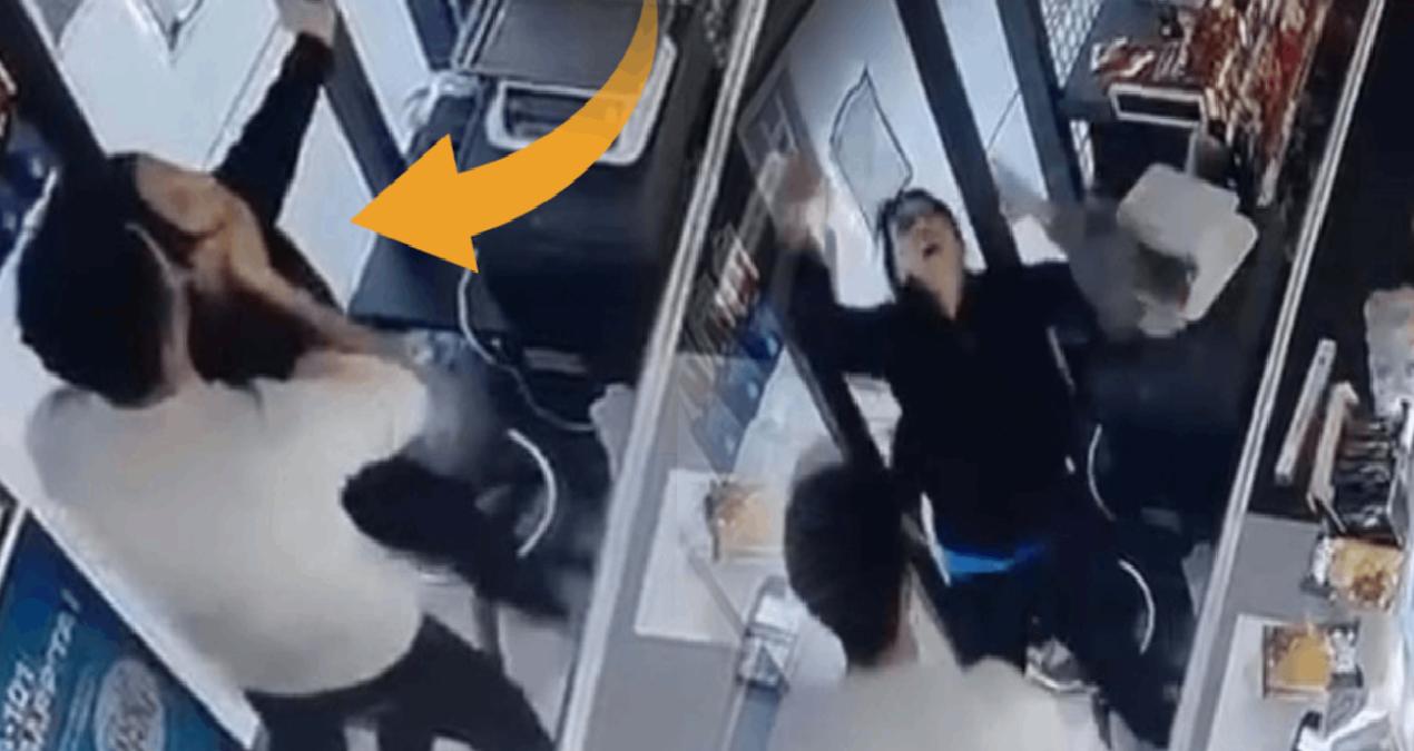 Zincir markette dehşet anları: Kasiyerin boğazını sıkıp dövmeye başladı